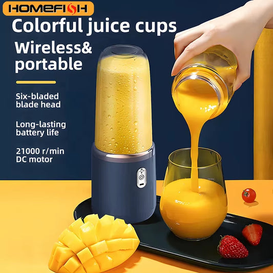 2PCS Juice Extractor Juice Cup Portable Rechargeable Small Juice Cup Home and Outdoor Multifunctional Juice Mixing