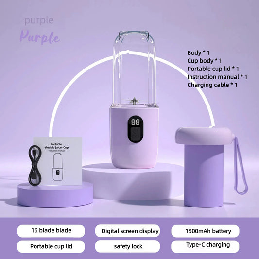 2PCS Juice Extractor Juice Cup Portable Rechargeable Small Juice Cup Home and Outdoor Multifunctional Juice Mixing